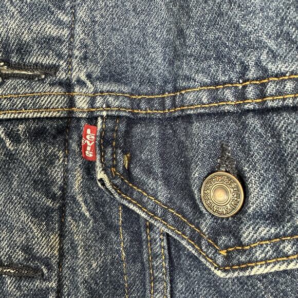 Vintage Levis Jean Jacket Mens 44 Blanket Lined Denim Trucker USA Made Grunge - Picture 6 of 12